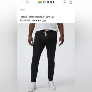 Vuori Black Ponto Performance Pants